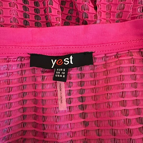 Yest Open Front Cardigan Sheer Design Womens Sz 6 Hot Pink Lightweight Layering - Picture 6 of 11